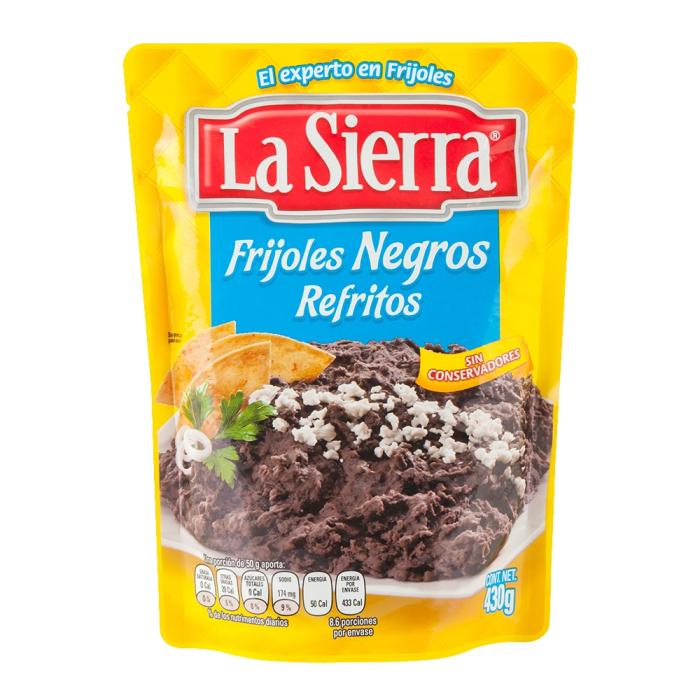 Frijoles Negros Refritos La Sierra en canasta en casa