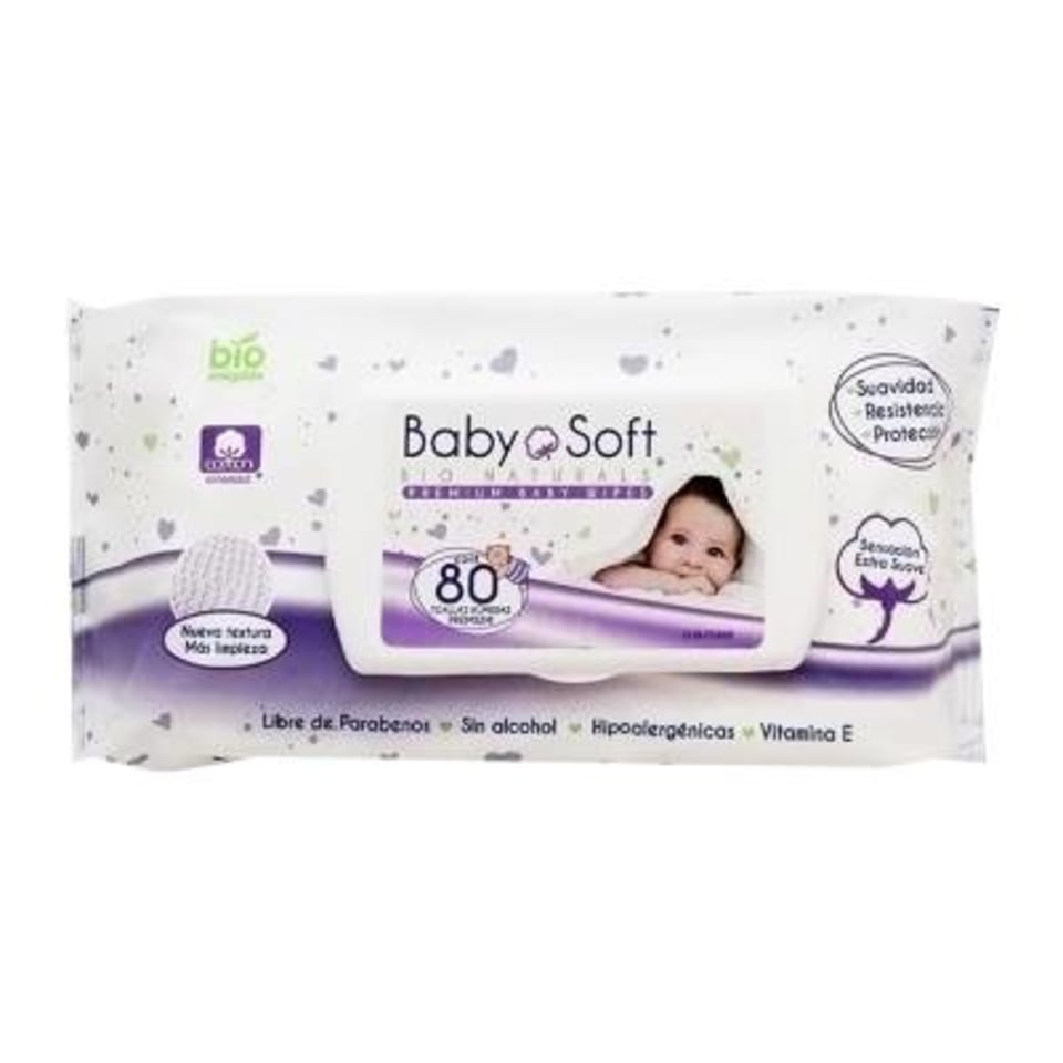Toallitas húmedas para bebé Baby Soft en canasta en casa