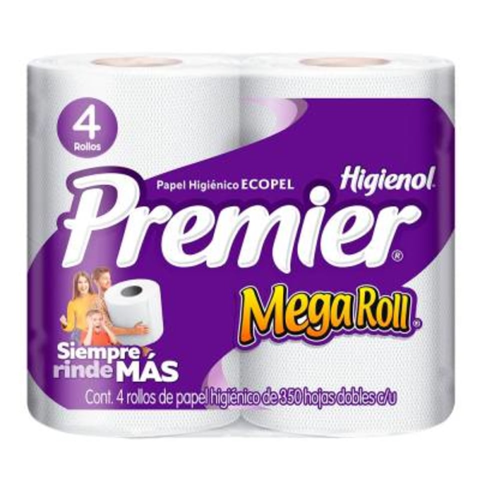 Papel Higiénico Premier Mega Roll en canasta en casa