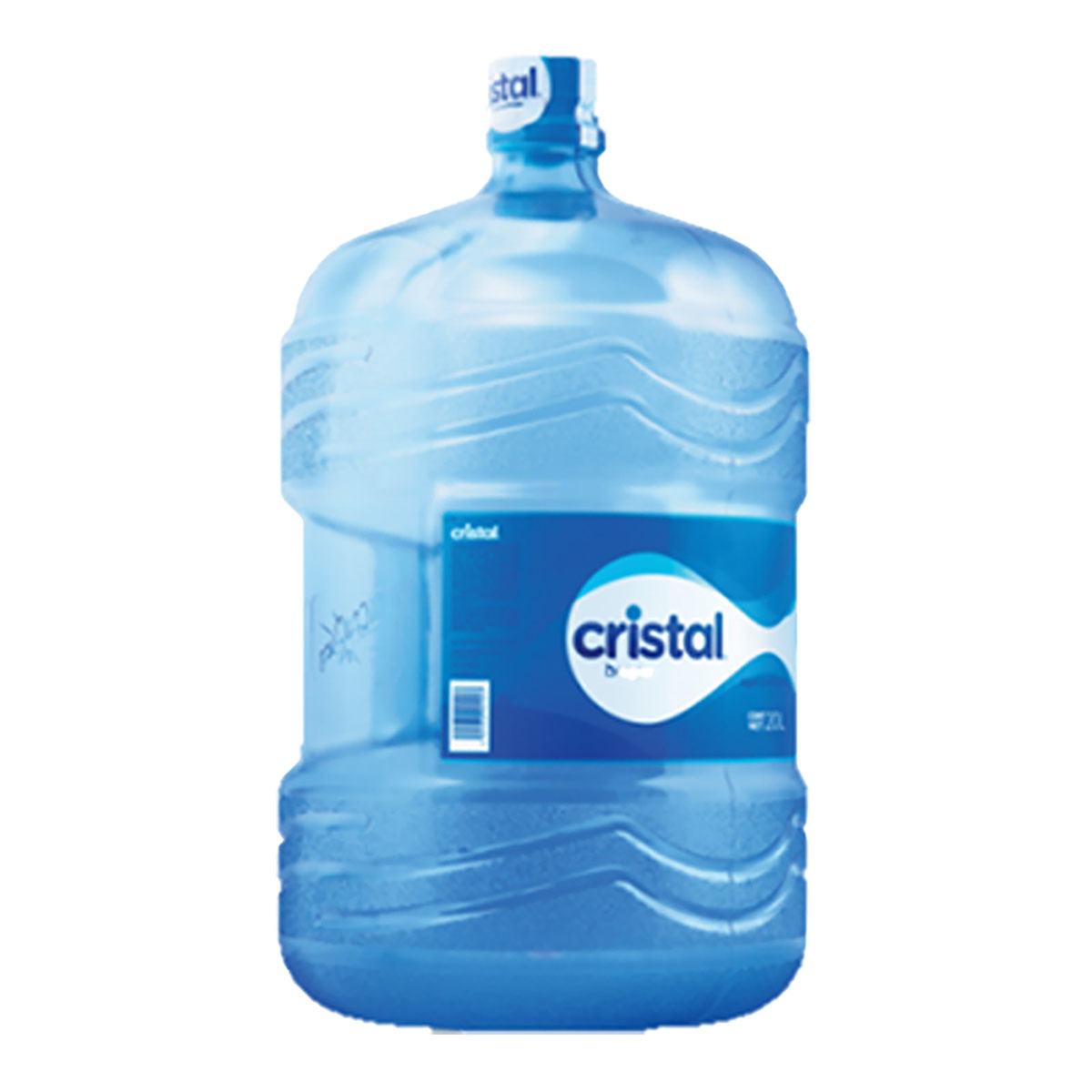 Agua purificada + líquido 20 lts Agua Cristal en canasta en casa
