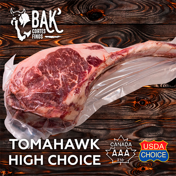 Tomahawk Importado Calidad High Choice 1.3 - 1.4kg en canasta en casa